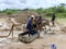 Kono District, Sierra Leone - 1st July 2019: group of men washing the soil and working the land in search of diamonds in the