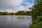 Konopiste castle, park and pond, at springtime, Benesov, Czech republic