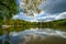 Konopiste castle, park and pond, at springtime, Benesov, Czech republic