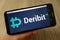 KONSKIE, POLAND - November 11, 2019: Deribit - Bitcoin Futures and Options Exchange logo on mobile phone