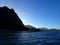 Koolau Mountains with last light of day streaming towards water