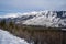 Kootenay Crossing scenic viewpoint roadside pullout in winter provides beautiful views of the Canadian Rockies