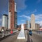 kop van zuid in rotterdam seen from rijnhavenbrug on sunny day in november under blue sky