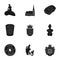 Kopeck, money, crown, and other web icon in black style. Attributes, country, Denmark icons in set collection.