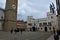 Koper, Slovenia - April 16 2023: Praetorian palace and the cathedral of the assumption of Mary at Titov trg in Koper