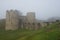 Koporye fortress, morning October fog. Leningrad Region, Russia