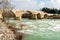 The Koprupazar Bridge over the river Koprucay near Aspendos ancient site in Antalya province of Turkey