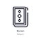 koran outline icon. isolated line vector illustration from religion collection. editable thin stroke koran icon on white