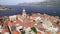 Korcula. Historic town of Korcula aerial panoramic view,