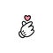 Korea finger heart. Mini heart icon.