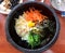 Korea Jeju Island Healthy Korean Lunch Bibimbap Stone Hotpot Rice Egg Seaweed Vegetable Carrot Spinach Bean Sprouts