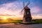 Korea landscape Beautiful sunset and traditional windmills, inch