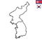 Korea line map - Simple hand made line vector drawing of the Korean borders