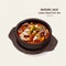 Korea`s representative food,Soybean Paste Stewdoenjang jjigae , hand draw sketch vector