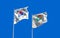 Korea and South Gyeongsang flags together