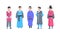 Korea Traditional Clothes Set Of Men Wearing Ancient Costume Isolated Asian Dress Concept