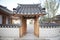 Korea traditional house, fence, wall, tree