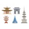 Korea vector korean culture traditional symbols buildings temple landmark traveling in South Korea illustration asian