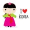 Korea Women National Dress Cartoon Vector