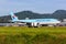 Korean Air Cargo Boeing 777-F airplane at Penang Airport in Malaysia