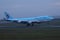 Korean Air Cargo jumbo taking off from runway