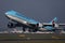 Korean Air Cargo jumbo taking off from runway