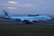 Korean Air Cargo jumbo taking off from runway