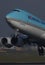 Korean Air Cargo jumbo taking off from runway, close-up view