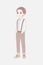 Korean anime style boy full length standing. Asian teenage character.