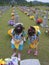 Korean Children Praying in Cemetery