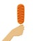 Korean corn dog in hand illustration in flat detailed style. Isolated vector Asian street food
