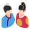 Korean couple icon, isometric style