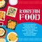 Korean cuisine cartoon vector poster, Korea meals