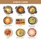 Korean cuisine flat vector collection of dishes on white