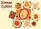 Korean cuisine main dishes and dessert icon