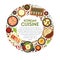 Korean cuisine, round banner template with text vector