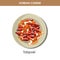 Korean cuisine Tobpoki Tteok-bokki traditional dish food vector icon for restaurant menu