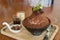 Korean Dessert - Chocolate bingsu or ice snow flake with fresh m