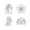 Korean ethnic symbols linear icons set
