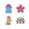 Korean ethnic symbols RGB color icons set