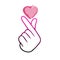 Korean Finger Heart `I Love You` Hangul Vector illustration. Korean symbol hand heart, a message of love hand gesture. Sign icon s