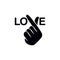 Korean Finger Heart `I Love You` Hangul Vector illustration. Korean symbol hand heart, a message of love hand gesture. Sign icon s