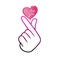 Korean Finger Heart `I Love You` Hangul Vector illustration. Korean symbol hand heart, a message of love hand gesture. Sign icon s