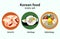 Korean food flat design icons set.