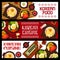 Korean food, Korea cuisine cartoon vector banners