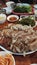 Korean food, stewed pork trotters Jokbal