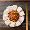 Korean food, Tofu and stir fried kimchi with pork (Dubu Kimchi)