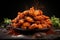 Korean Fried Chicken on a Black Background. AI