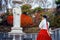 Korean lady in Hanbok dress in Bongeunsa temple