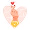 Korean love sign. `Finger Heart` gesture. Love composition.